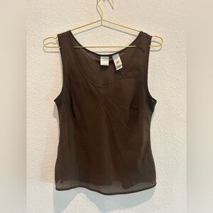Emma James Brown sheer Sleeveless Tank Top camisole size 10 vintage